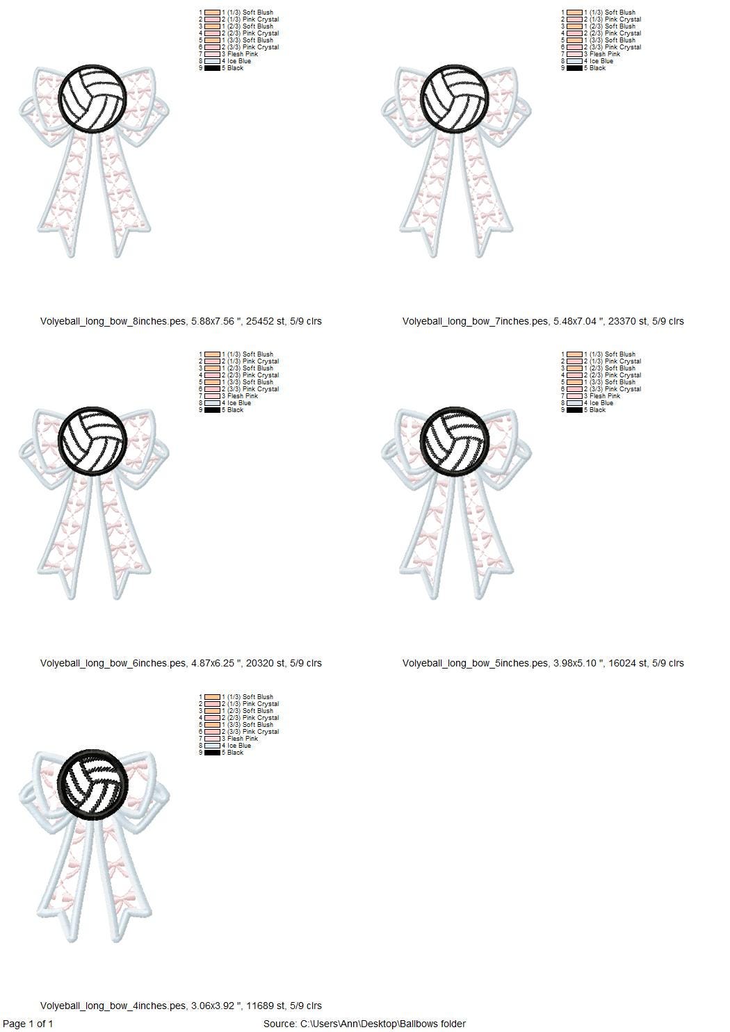 Volleyball Ball Split Side Seam Bow Applique