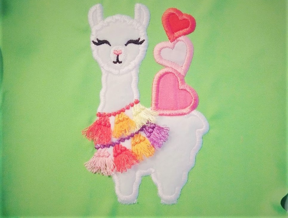 Valentine Llama with Heart Applique