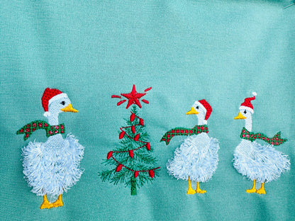 Fringed Geese and Christmas Tree