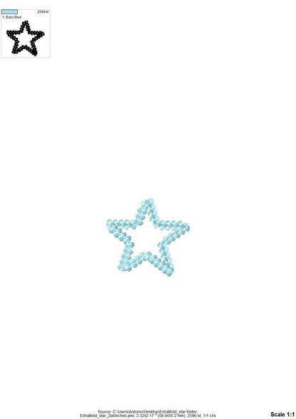 Extra bold chain stitch Star Machine Embroidery Designs mini sizes 1.5
