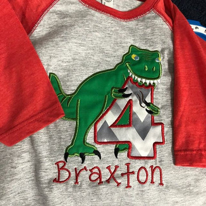 T-Rex Dinosaur and Bitten Birthday Numbers