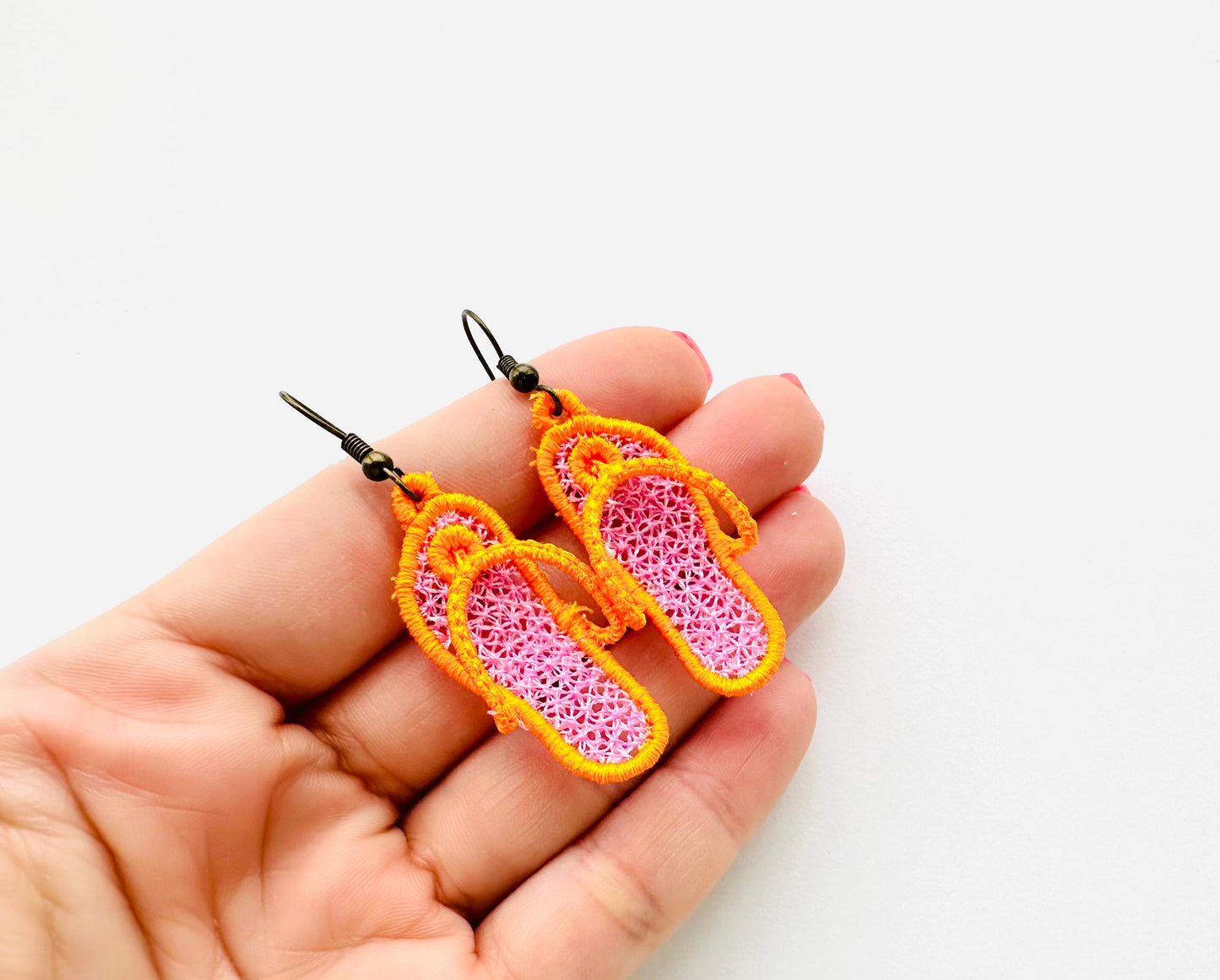 Summer Flip Flops earrings charm FSL freestanding lace 3D dimensional