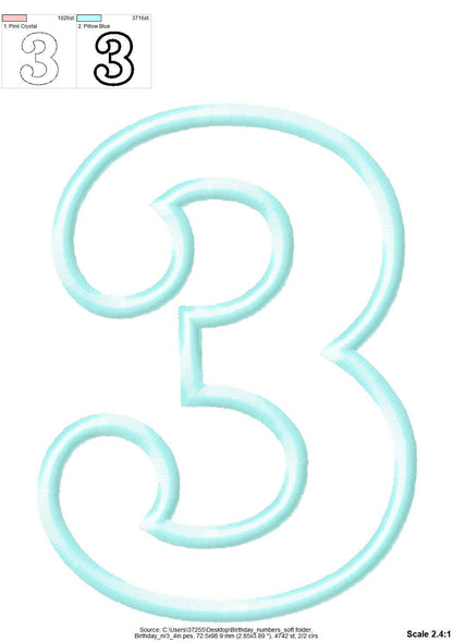 Soft Block Font Kids Birthday Numbers Applique