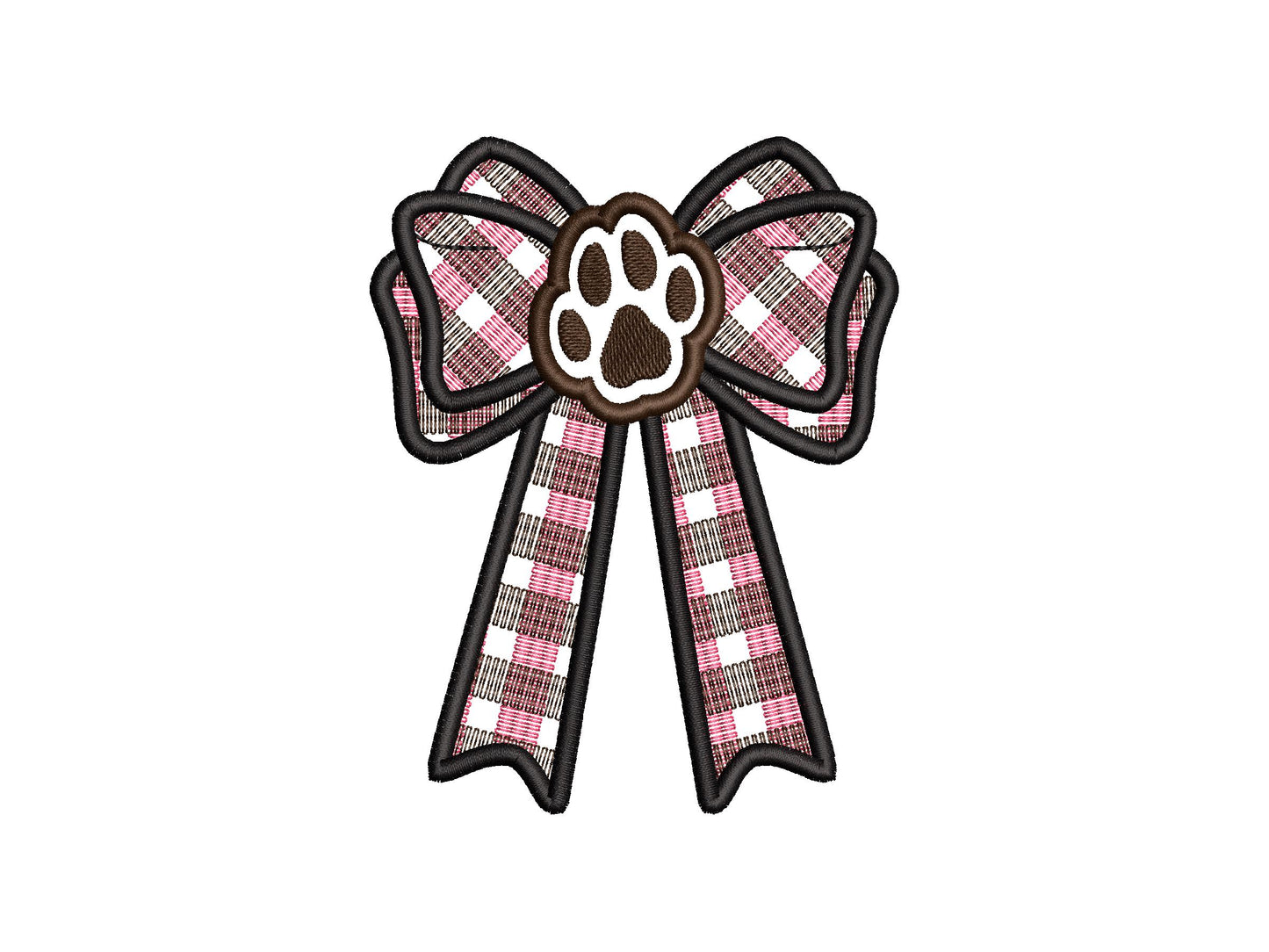 Puppy Paw and Gingham Plaid Bow