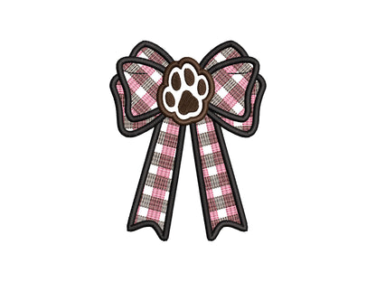 Puppy Paw and Gingham Plaid Bow