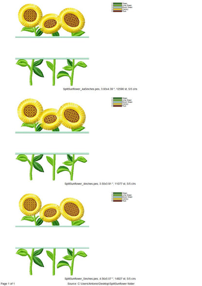 Split Sunflowers and mini Font SET Fringed Fluffy Fringe Sunflower