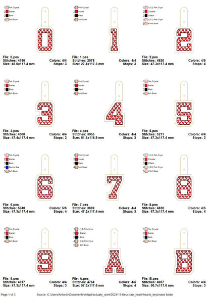 Heart Patterned Monogram Keychain