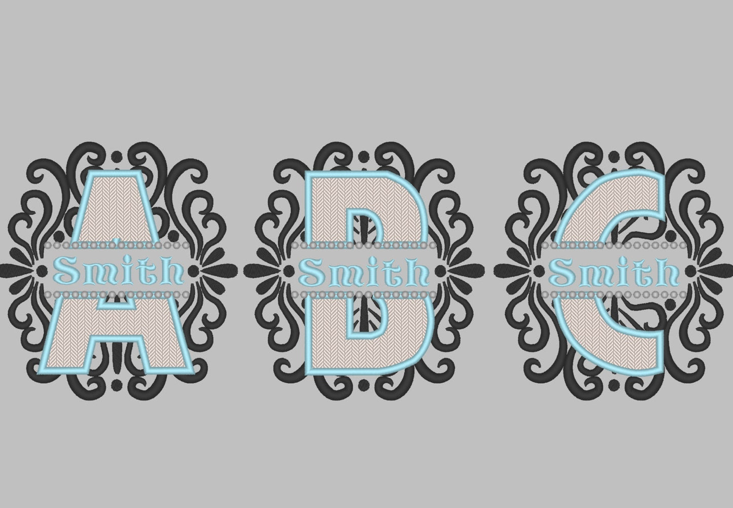 Split Swirl Monogram Frame and mini Font Set
