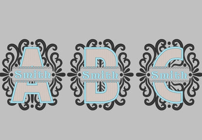 Split Swirl Monogram Frame and mini Font Set