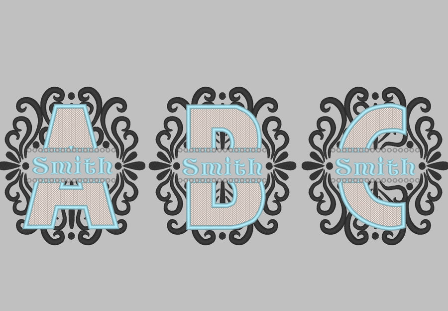 Split Swirl Monogram Frame and mini Font Set