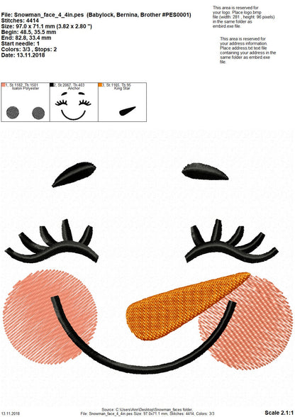 Snowman Doll Face Set