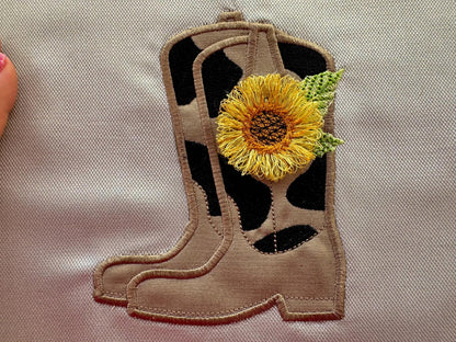Fringed Sunflower Cowboy Boots and Hat