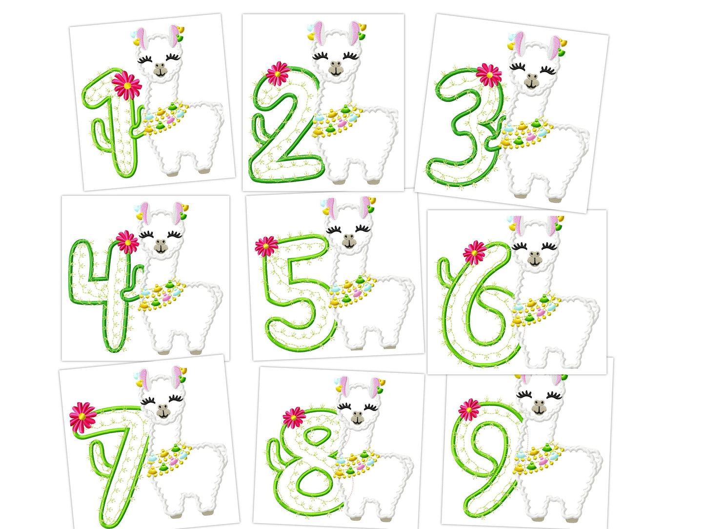 Llama Cactus Birthday Number Set