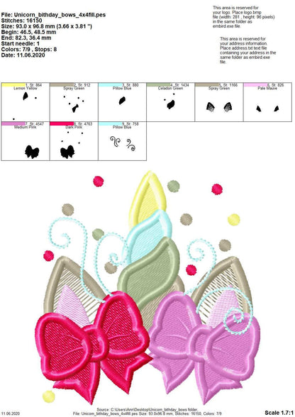 Birthday Party Unicorn with Bow