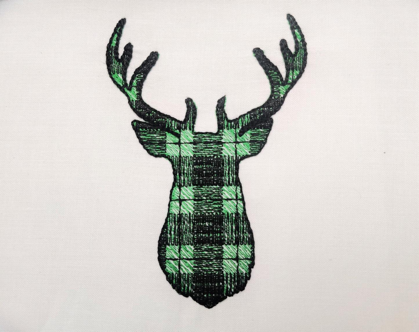 Gingham Plaid Patterned Buck Deer Head