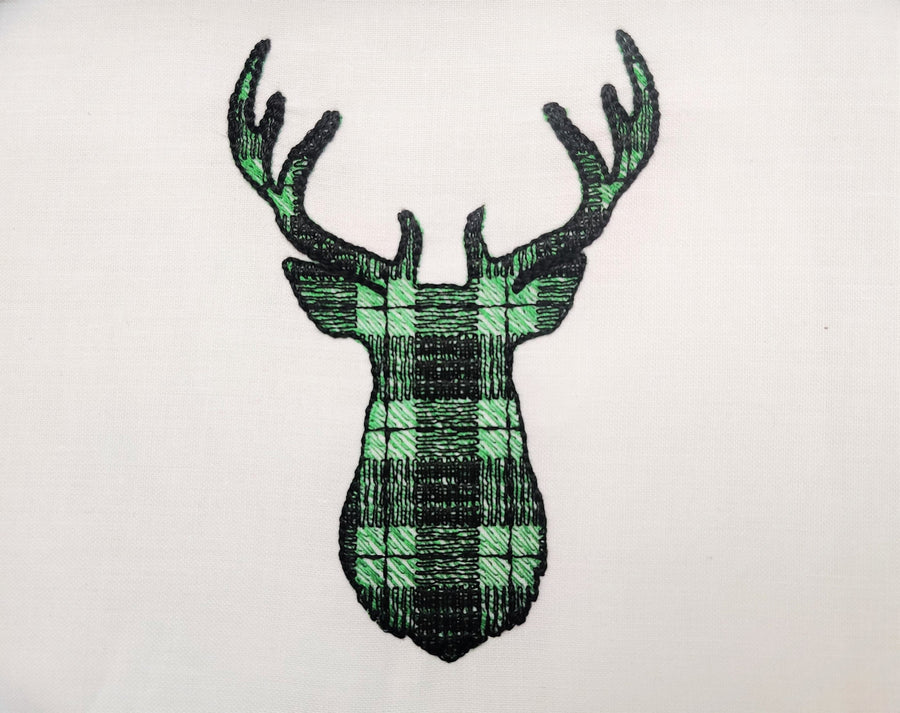 Gingham Plaid Patterned Buck Deer Head