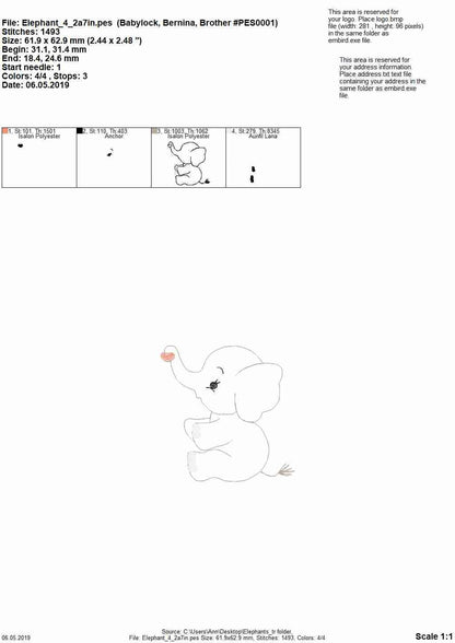 Triple Bean Stitch Elephant Outline Set