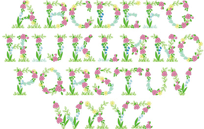 Light Stitch Summer Floral Font