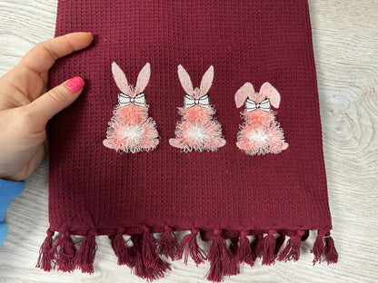 Fringed Easter Bunny with Bow Set of 2
