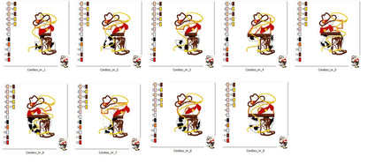 Cowboy Birthday Number Set Wide satin stitch, machine embroidery