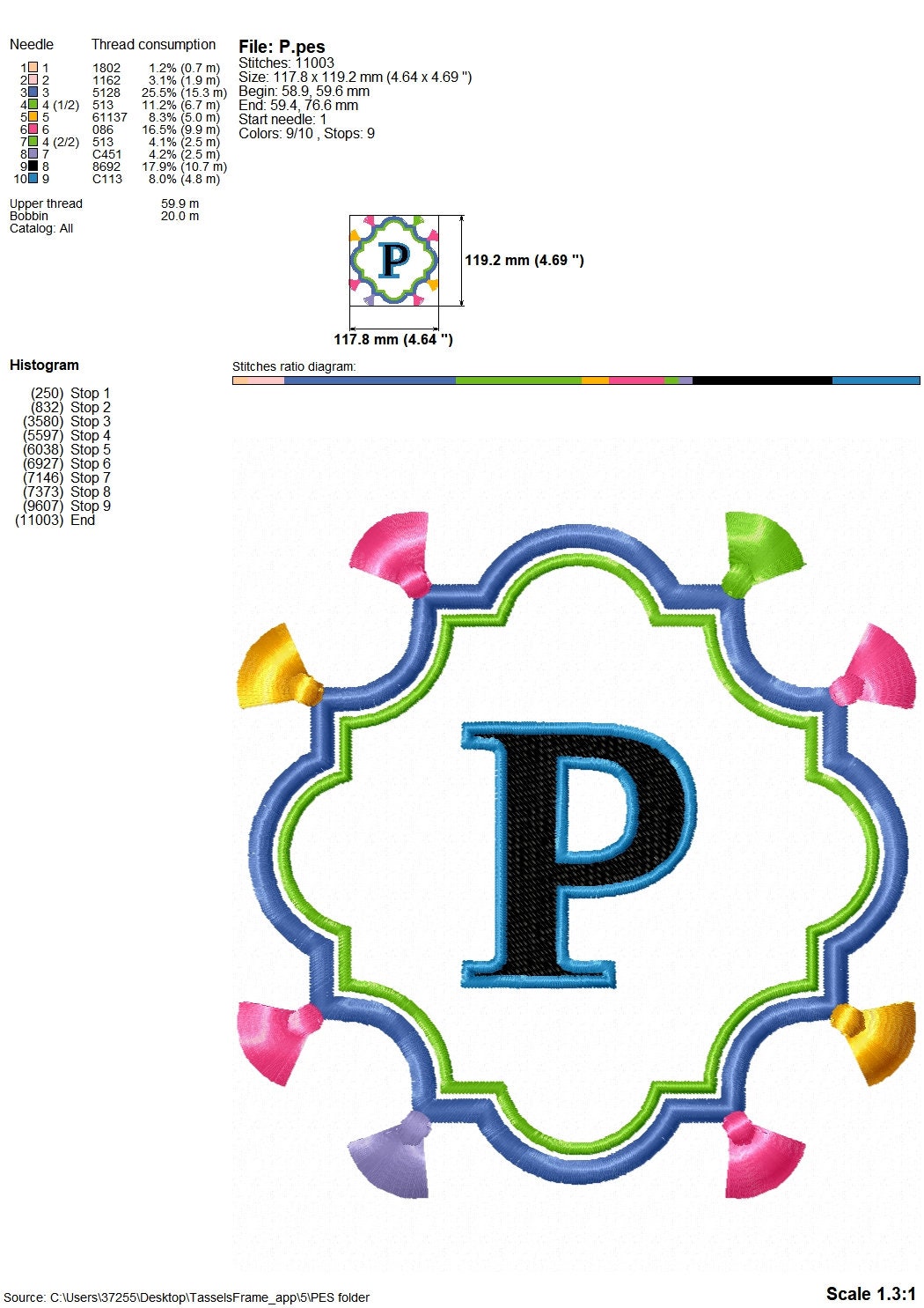 Fringed Tassel Monogram Frame