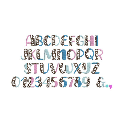 Split Font SET of 2 Crocodile and Leopard print fill stitch Duo font 2