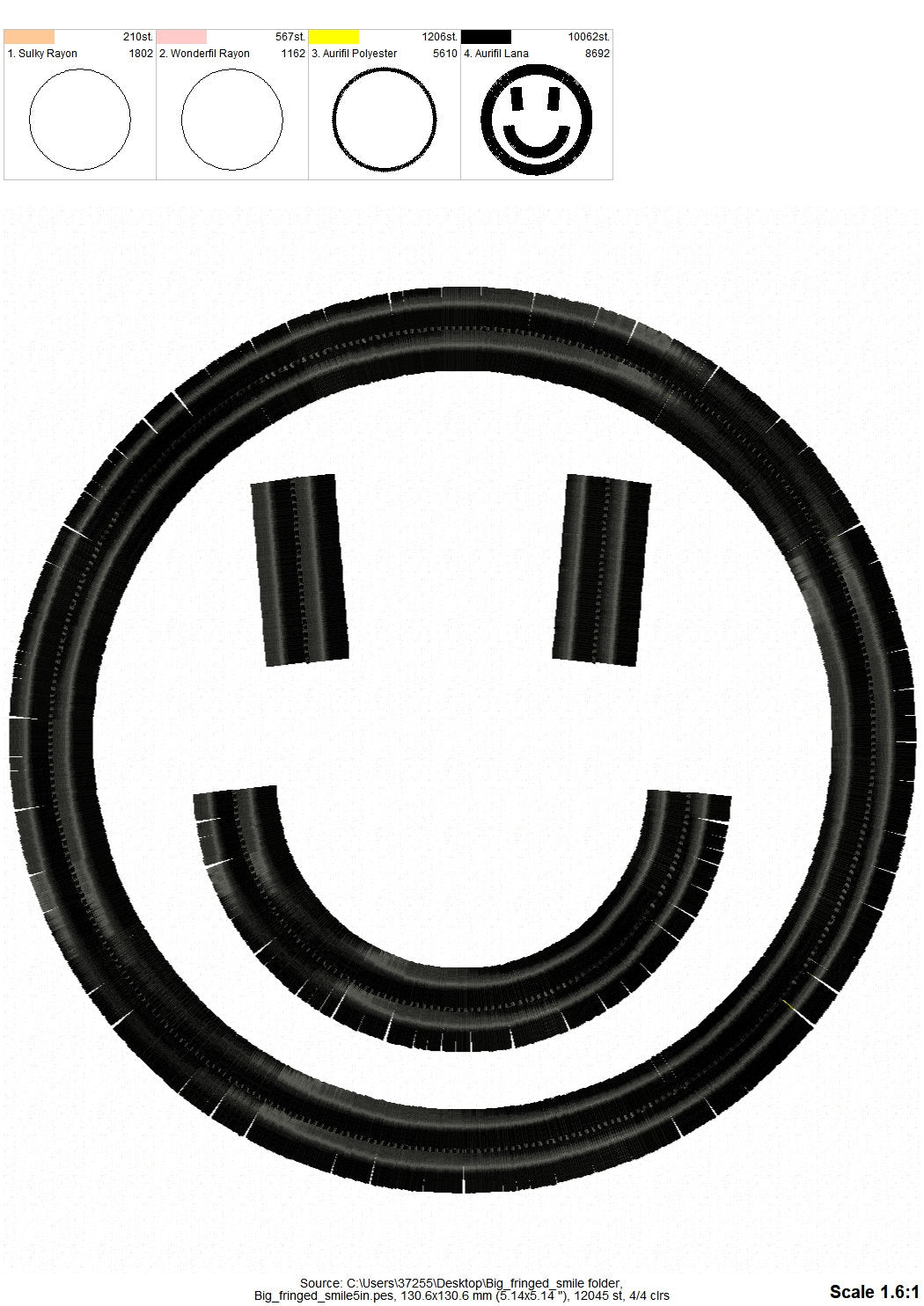 Big Fringed Happy Face Outline