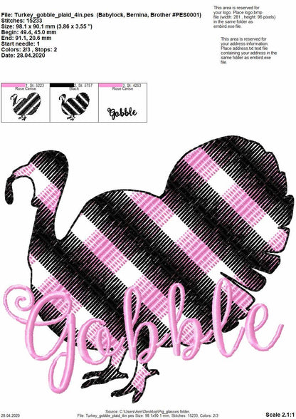 Turkey gobble Plaid check square checkered tartan gingham Turkey