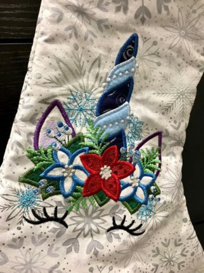 Christmas Unicorn Head with Floral Crown