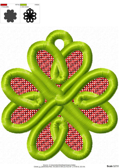 Shamrock Four Leaf Clover Charm Earrings FSL