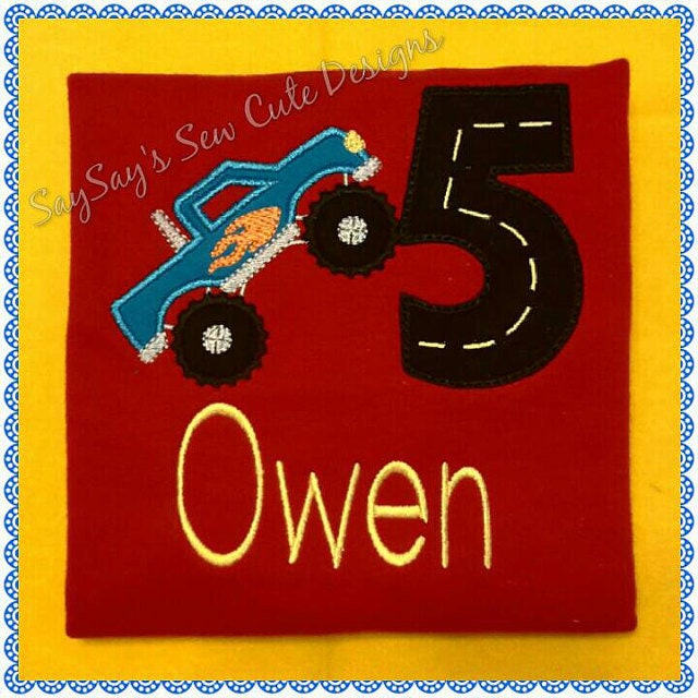 Road Birthday Numbers Applique