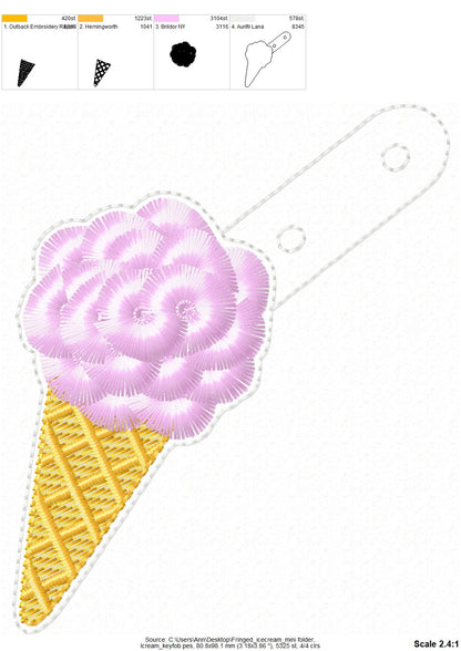 Fringed Ice Cream Cone Keychain