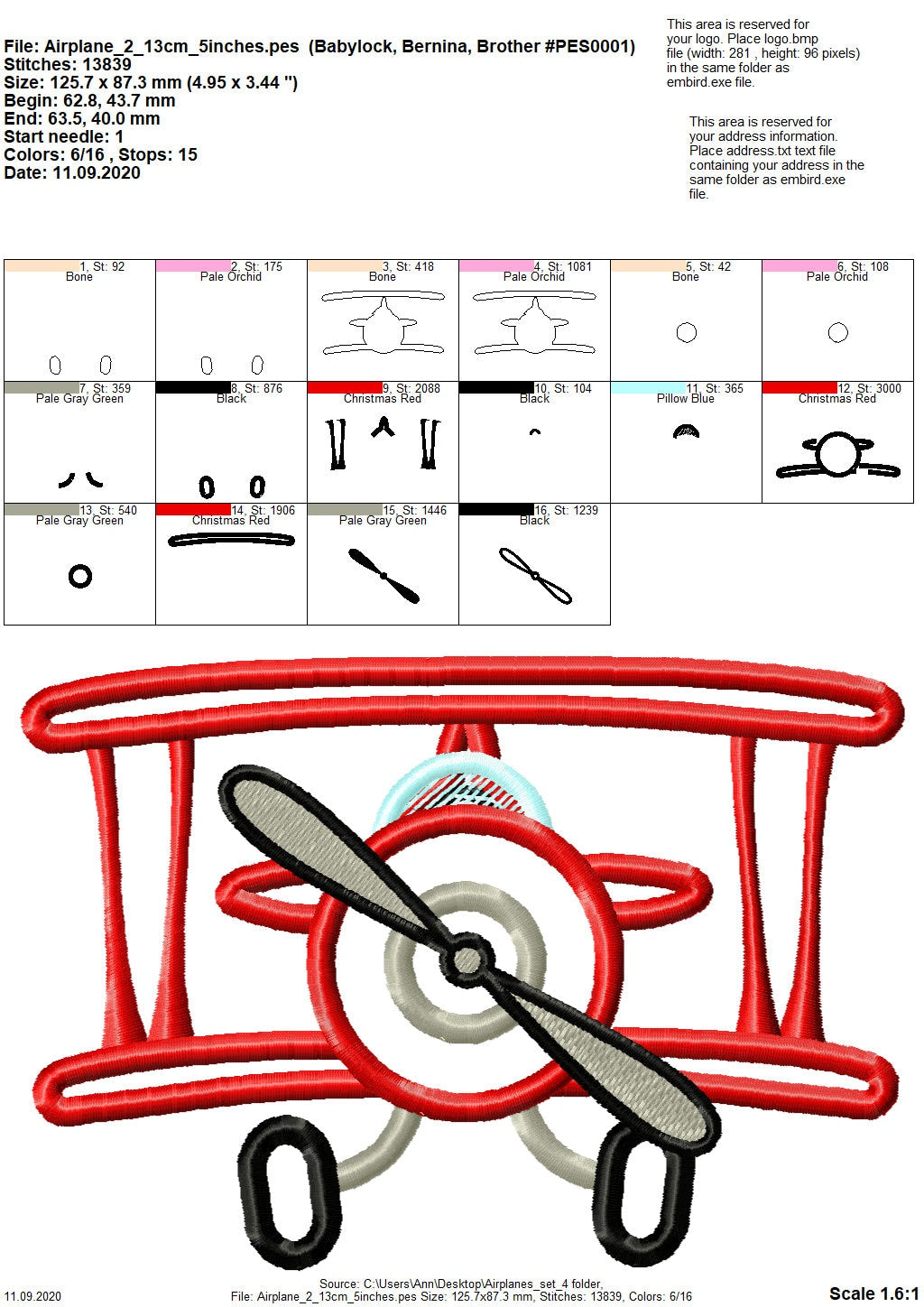 Airplane Applique Set of 4