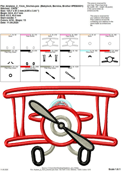 Airplane Applique Set of 4