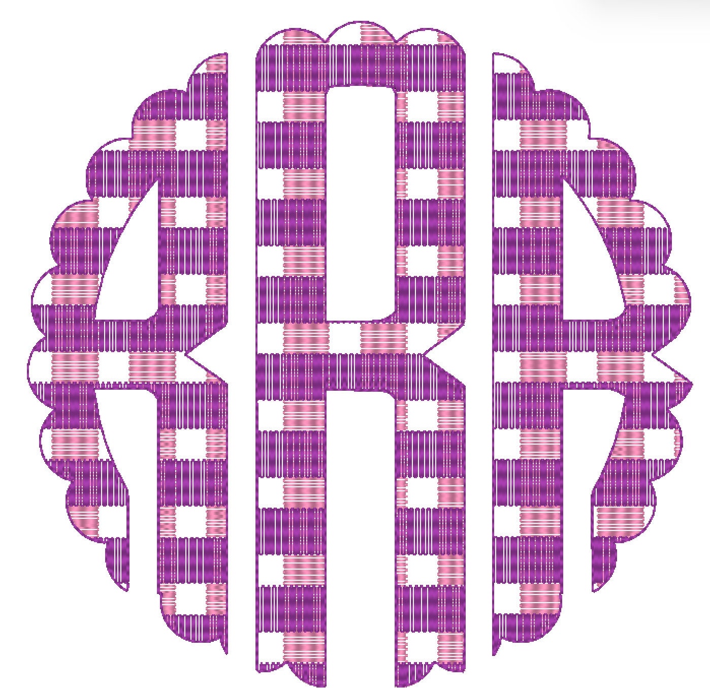 Scalloped Plaid Gingham Circle Monogram Font