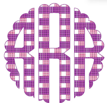 Scalloped Plaid Gingham Circle Monogram Font