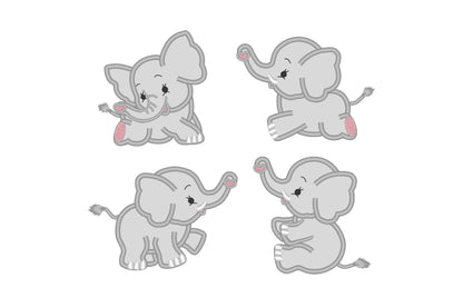 Little Elephant Applique Set of 4