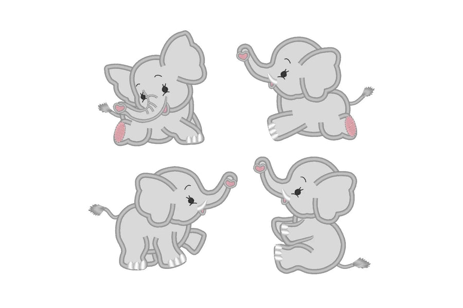 Little Elephant Applique Set of 4
