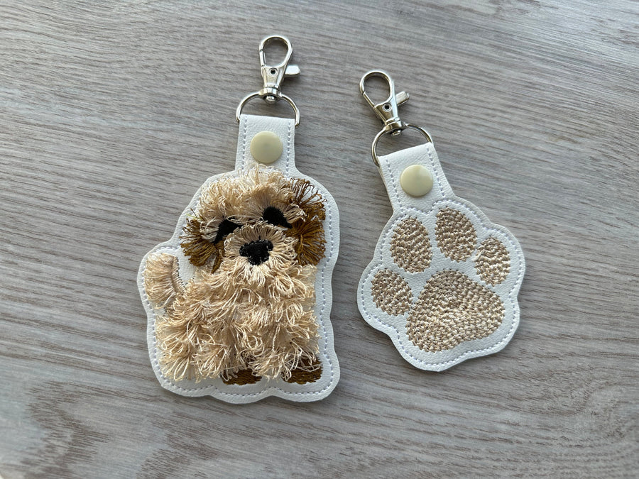 Little Dog Puppy And Paw Keychain