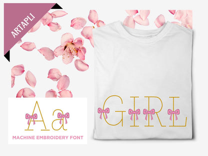 Hand Stitch Effect Font with Bow