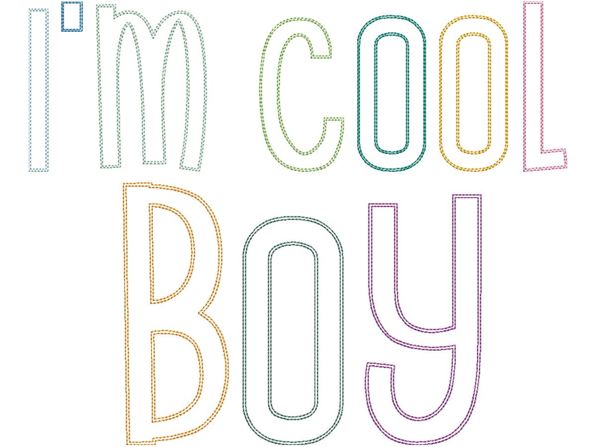 Funny Kids Thin Font Raggedy Applique