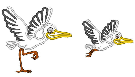 Stork carrying baby Maternity Pregnancy Machine embroidery applique