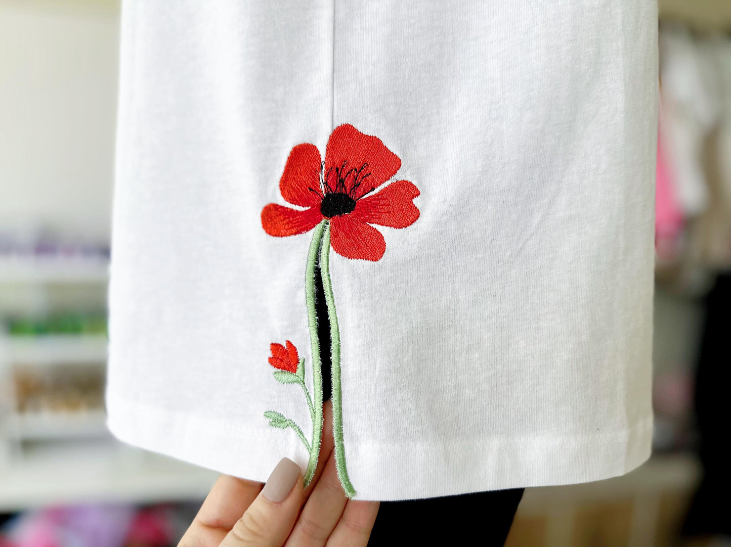 Single Poppy Flower Split Side Seam