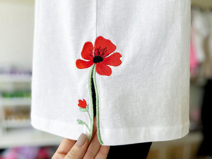 Single Poppy Flower Split Side Seam