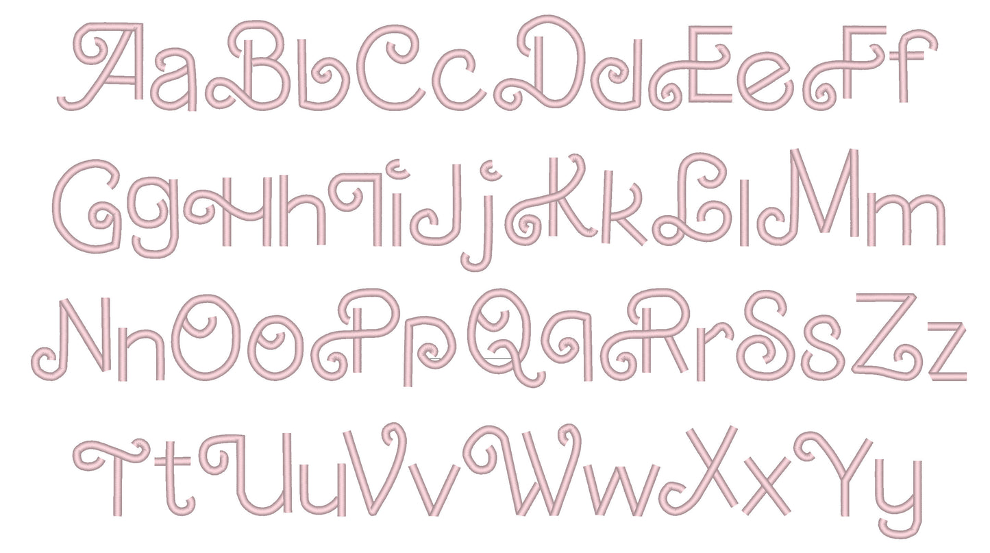 Retro Valentine Satin stitch Line FONT machine embroidery designs mini