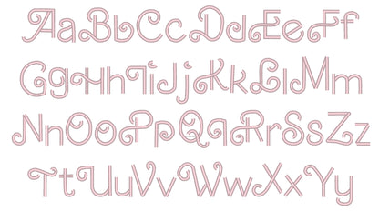 Retro Valentine Satin stitch Line FONT machine embroidery designs mini