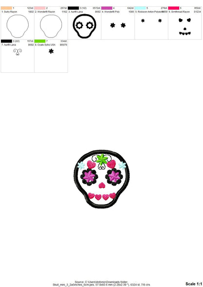 3 mini Sugar Skull Day of the Dead SET of 3