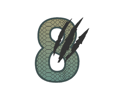 T-Rex Dinosaur Scratched Birthday Numbers