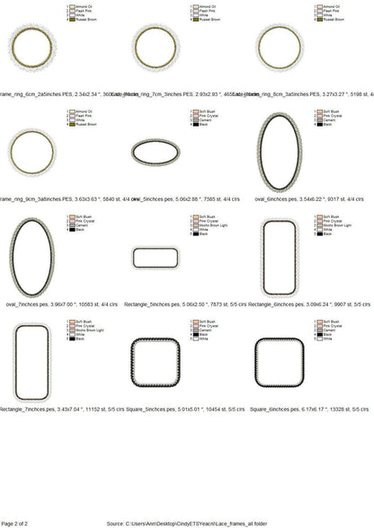 Lace Edge Monogram Name Frame Applique Set of 4