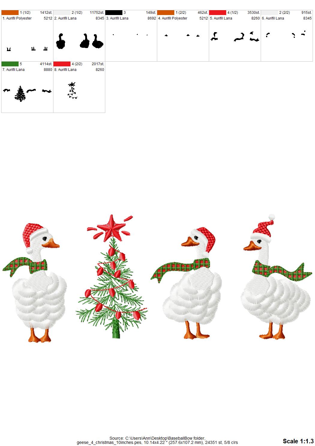 Fringed Geese and Christmas Tree